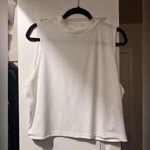 Sleeveless White Mock Neck Crop Top